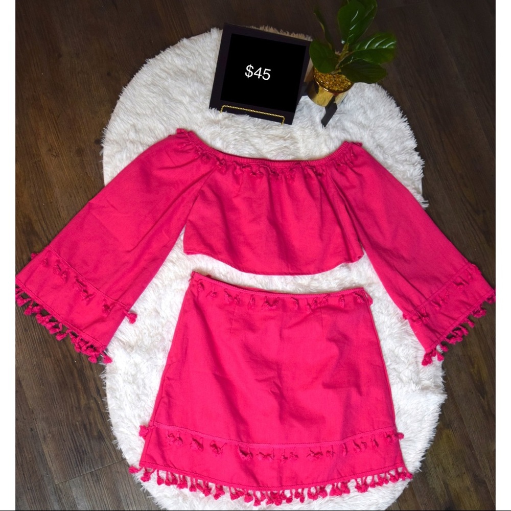 Hot Pink Two Piece Skirt Outfit